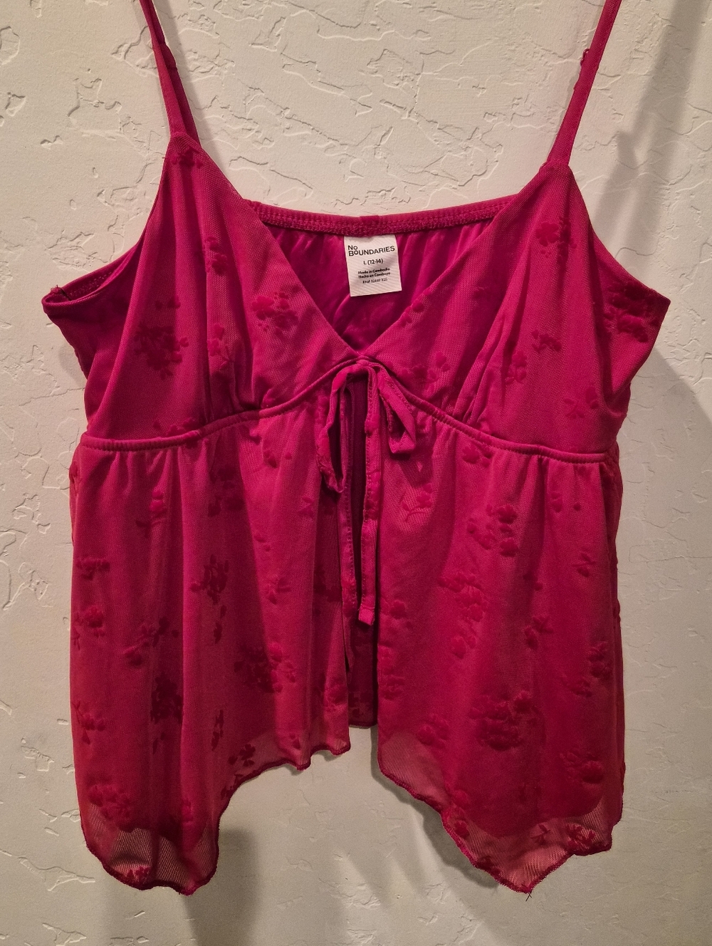 No Boundaries Red Spaghetti Strap Tie-Front Camisole #0069